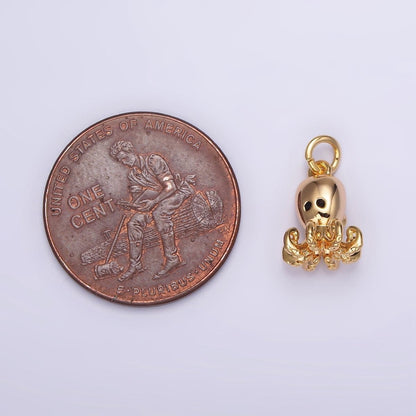 16K Gold Filled Black-Eyed CZ Octopus Squid Add-On Charm | AG011