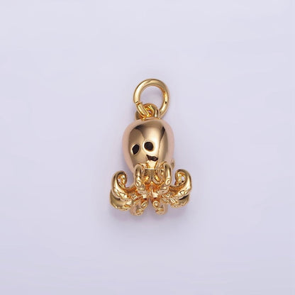 16K Gold Filled Black-Eyed CZ Octopus Squid Add-On Charm | AG011