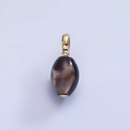 16K Gold Filled Black Tahitian Shell Pearl Sphere CZ Drop Pendant | P1781