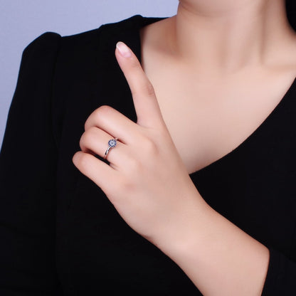 16K Gold Filled Blue Micro Paved CZ Round Evil Eye Adjustable Ring in Gold &amp; Silver | O-1627 O-1628