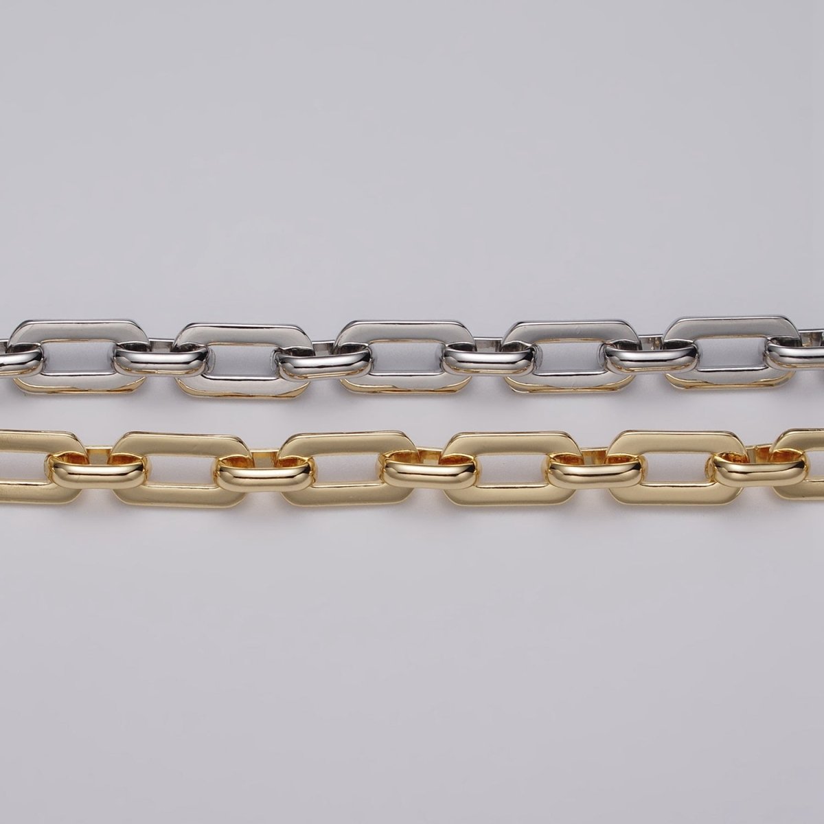 16k Gold Filled Boxy Paperclip 7mm Unfinished Chain in Gold &amp; Silver | ROLL-1153 ROLL-1154 Clearance Pricing