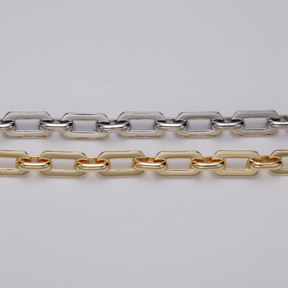 16k Gold Filled Boxy Paperclip 7mm Unfinished Chain in Gold &amp; Silver | ROLL-1153 ROLL-1154 Clearance Pricing