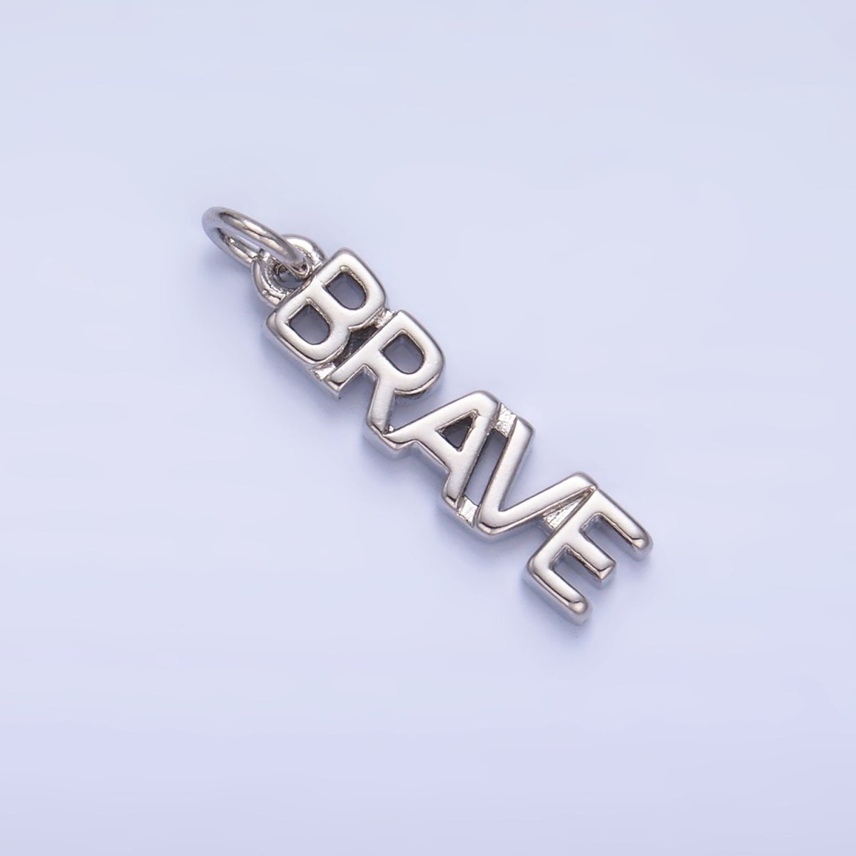 16K Gold Filled "BRAVE" Script Charm in Gold &amp; Silver | W317