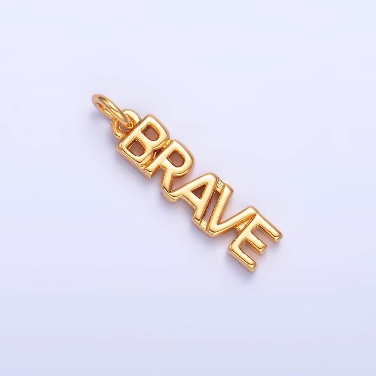 16K Gold Filled "BRAVE" Script Charm in Gold &amp; Silver | W317