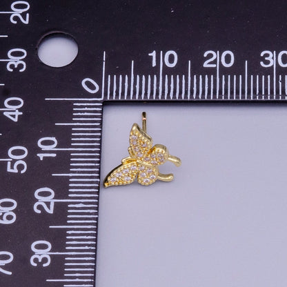 16K Gold Filled Butterfly Mariposa Wings Micro Paved CZ Stud Earrings | AD1525