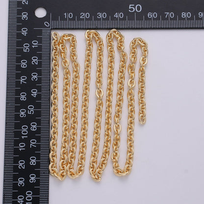16K Gold Filled Cable Chain Twisted Texturized Chain, Elongated Oval Chain 5.5mmx4.25mm link Chain for Necklace Bracelet | ROLL-271 ROLL-269 Clearance Pricing