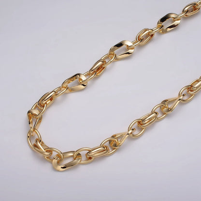 16k Gold Plated Cable Geometric Twist Link Unfinished Chain in Gold &amp; Silver | ROLL-1157 ROLL-1158 Clearance Pricing
