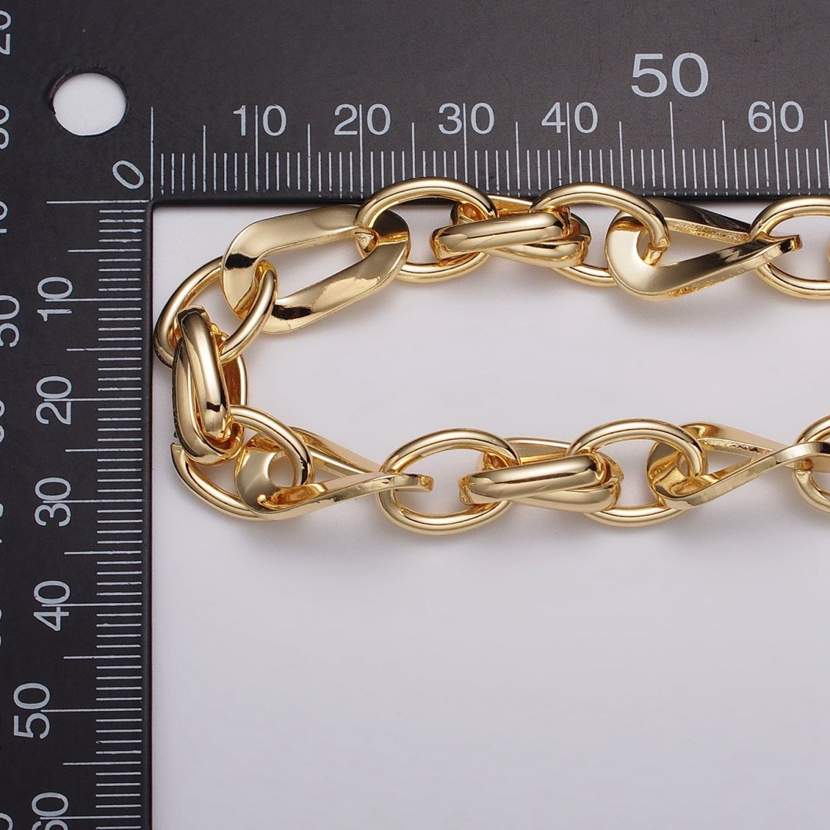 16k Gold Plated Cable Geometric Twist Link Unfinished Chain in Gold &amp; Silver | ROLL-1157 ROLL-1158 Clearance Pricing