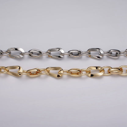 16k Gold Plated Cable Geometric Twist Link Unfinished Chain in Gold &amp; Silver | ROLL-1157 ROLL-1158 Clearance Pricing