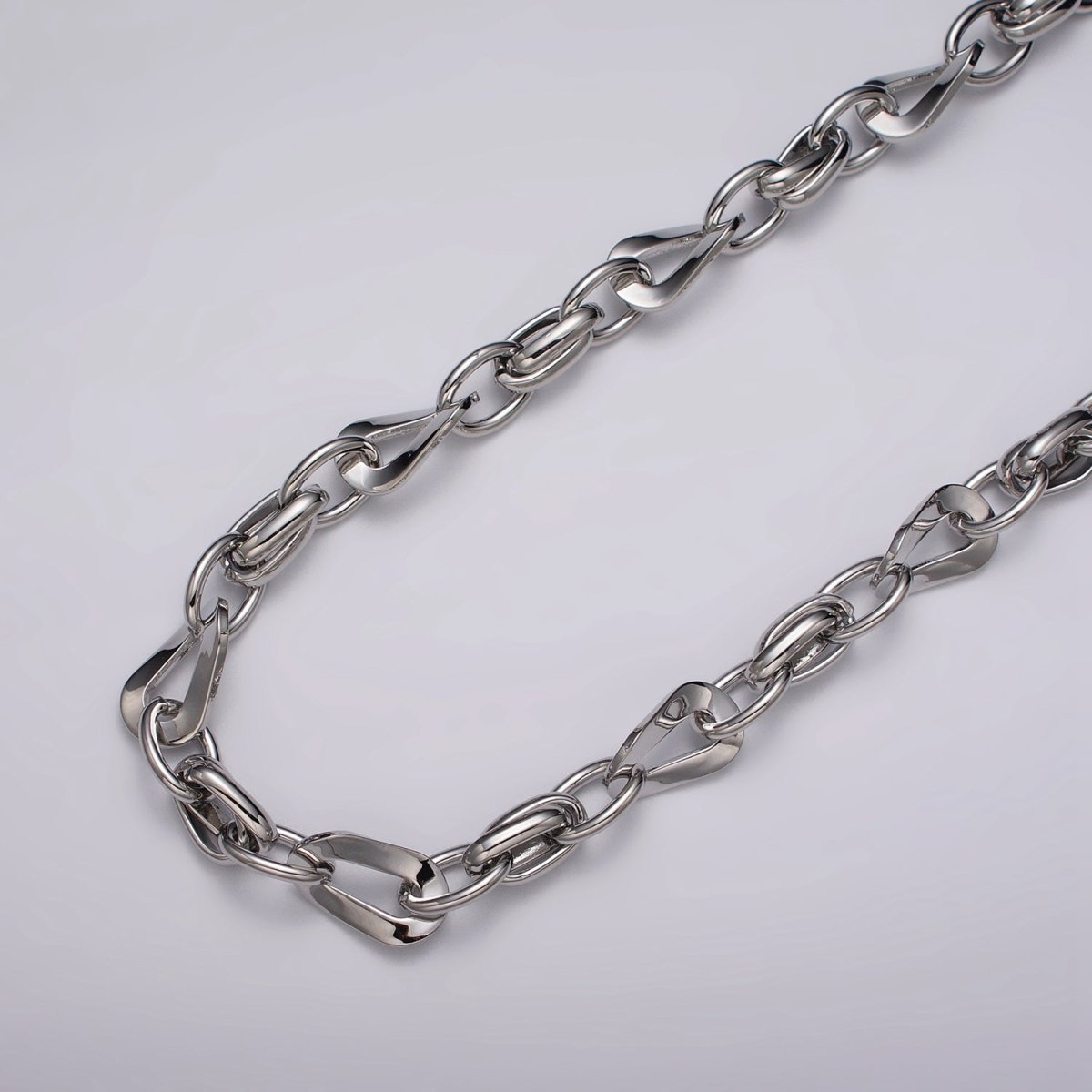 16k Gold Plated Cable Geometric Twist Link Unfinished Chain in Gold &amp; Silver | ROLL-1157 ROLL-1158 Clearance Pricing
