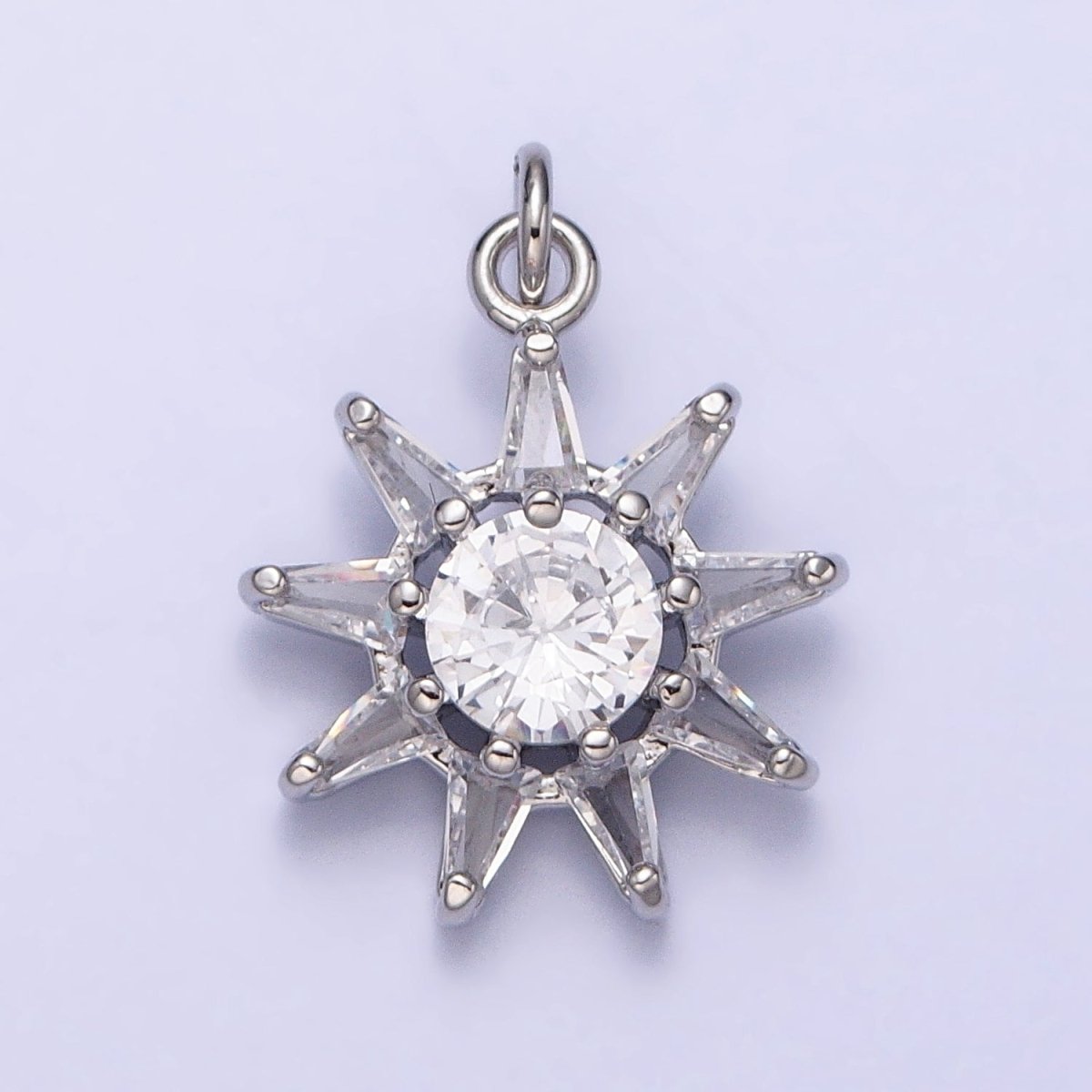 16K Gold Filled Celestial Sun Round Triangle CZ Charm in Gold &amp; Silver | AC1233 AC1234