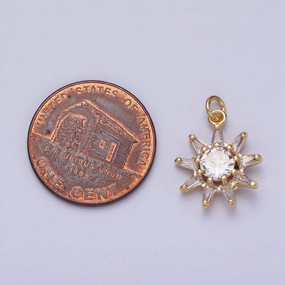 16K Gold Filled Celestial Sun Round Triangle CZ Charm in Gold &amp; Silver | AC1233 AC1234