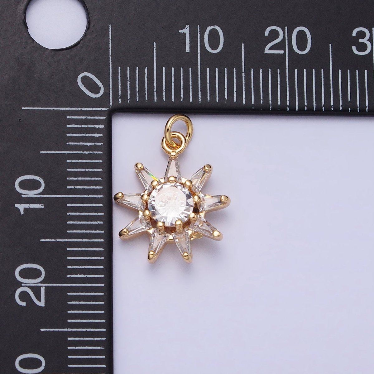 16K Gold Filled Celestial Sun Round Triangle CZ Charm in Gold &amp; Silver | AC1233 AC1234