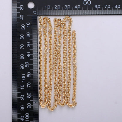 16K Gold Filled Chain, Textured Unique ROLO Unfinished Chain, Width 4mm For Necklace, Bracelet, Anklet, Jewelry Component | ROLL-265