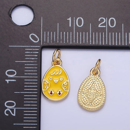 16K Gold Filled Chicken Yellow Enamel Easter Egg  Charm | C117