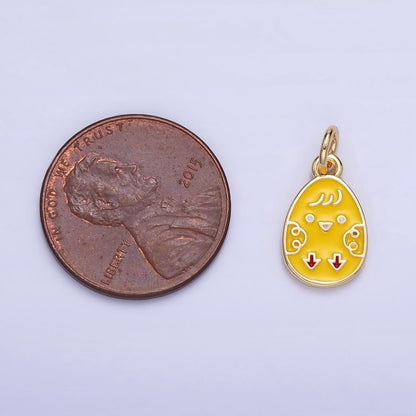 16K Gold Filled Chicken Yellow Enamel Easter Egg  Charm | C117