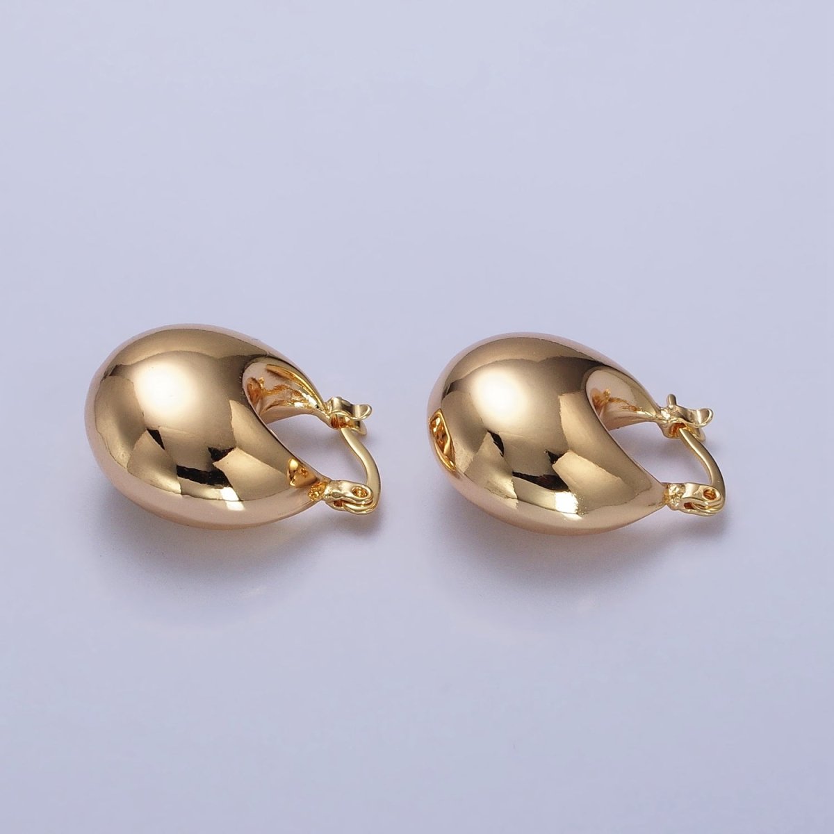 16K Gold Filled Chubby Dome Latch Hoop Earrings in Gold &amp; Silver | AB555 AB556