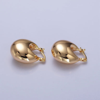 16K Gold Filled Chubby Dome Latch Hoop Earrings in Gold &amp; Silver | AB555 AB556