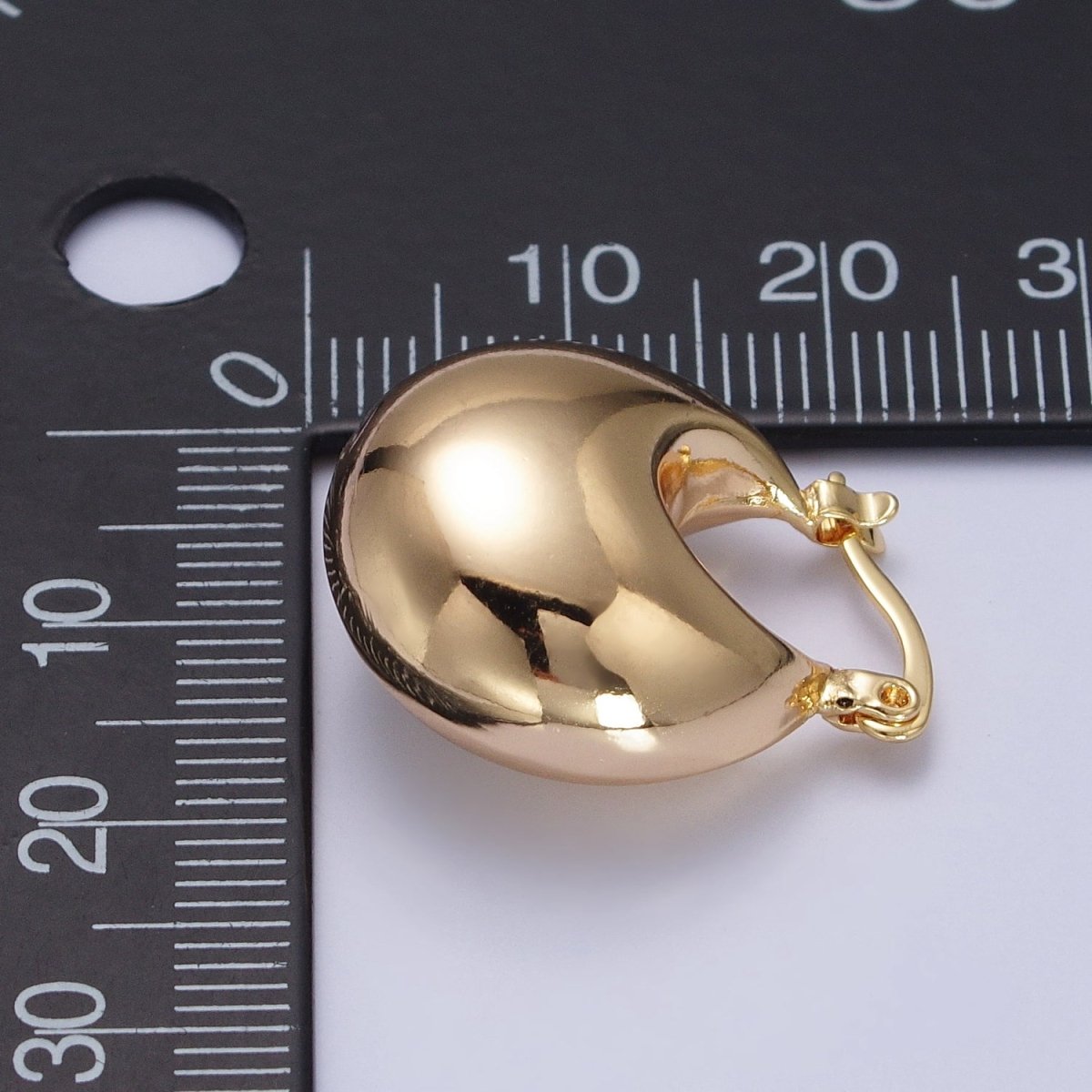 16K Gold Filled Chubby Dome Latch Hoop Earrings in Gold &amp; Silver | AB555 AB556