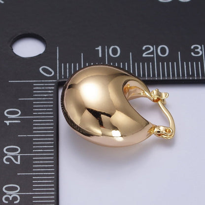 16K Gold Filled Chubby Dome Latch Hoop Earrings in Gold &amp; Silver | AB555 AB556