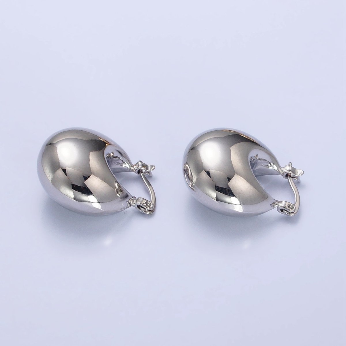 16K Gold Filled Chubby Dome Latch Hoop Earrings in Gold &amp; Silver | AB555 AB556
