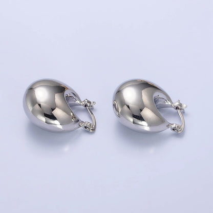16K Gold Filled Chubby Dome Latch Hoop Earrings in Gold &amp; Silver | AB555 AB556