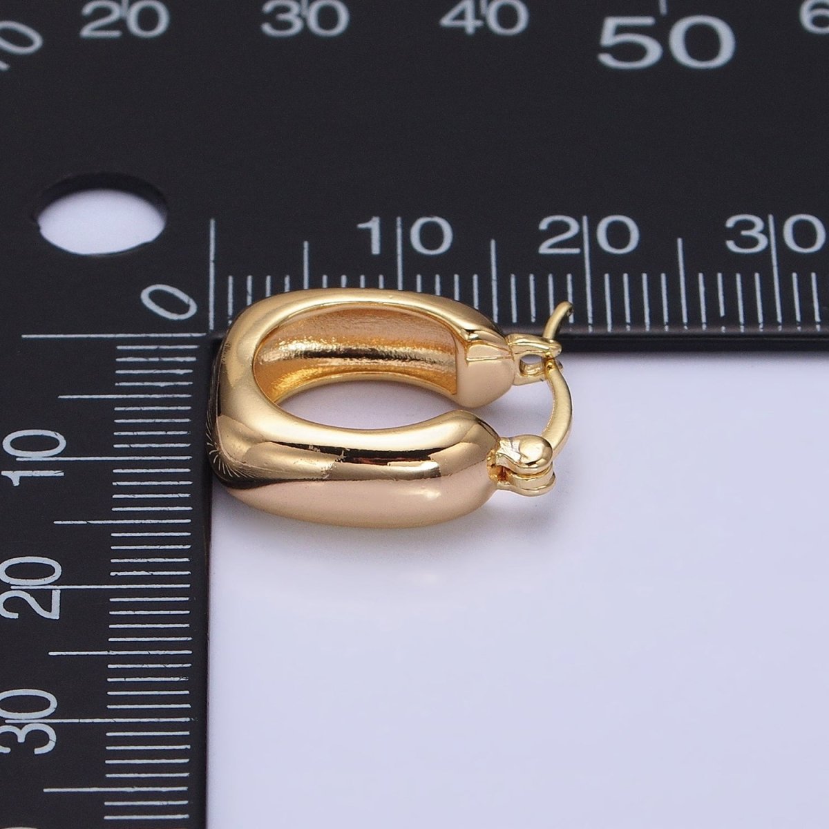 16K Gold Filled Chubby Square French Lock Latch Earrings in Gold &amp; Silver | AD833 AD834
