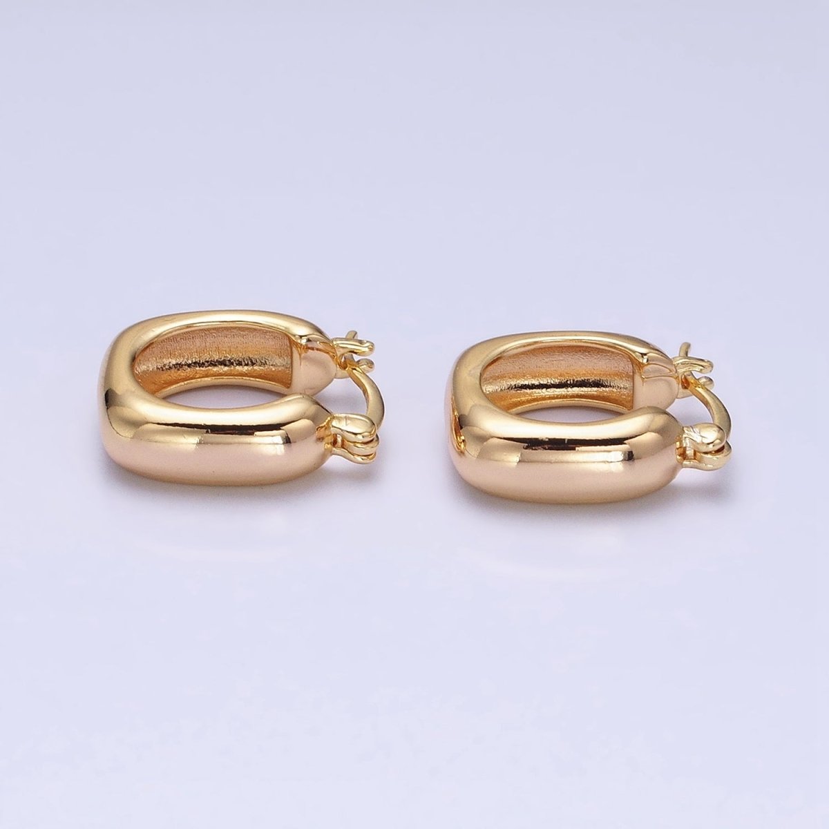 16K Gold Filled Chubby Square French Lock Latch Earrings in Gold &amp; Silver | AD833 AD834