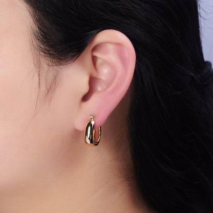 16K Gold Filled Chubby Square French Lock Latch Earrings in Gold &amp; Silver | AD833 AD834