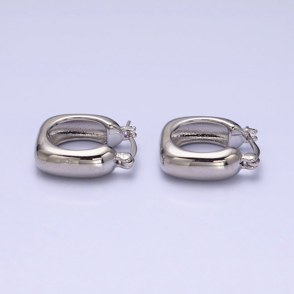 16K Gold Filled Chubby Square French Lock Latch Earrings in Gold &amp; Silver | AD833 AD834