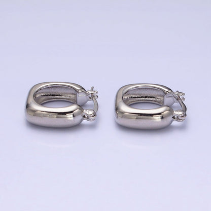 16K Gold Filled Chubby Square French Lock Latch Earrings in Gold &amp; Silver | AD833 AD834
