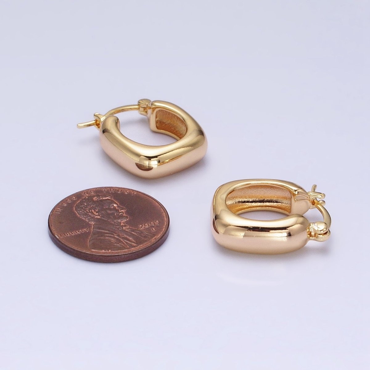 16K Gold Filled Chubby Square French Lock Latch Earrings in Gold &amp; Silver | AD833 AD834