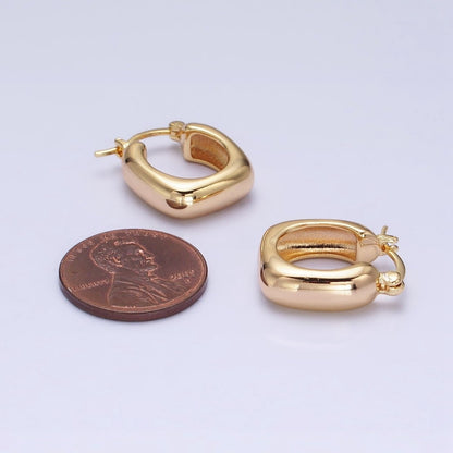 16K Gold Filled Chubby Square French Lock Latch Earrings in Gold &amp; Silver | AD833 AD834