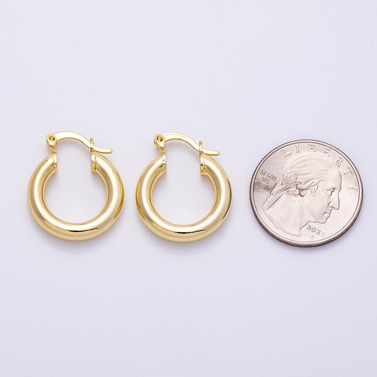 16K Gold Filled 25mm Classic Minimalist Chubby Latch Hoop Earrings | Earrings-00298