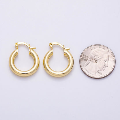 16K Gold Filled 25mm Classic Minimalist Chubby Latch Hoop Earrings | Earrings-00298