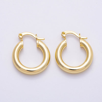 16K Gold Filled 25mm Classic Minimalist Chubby Latch Hoop Earrings | Earrings-00298