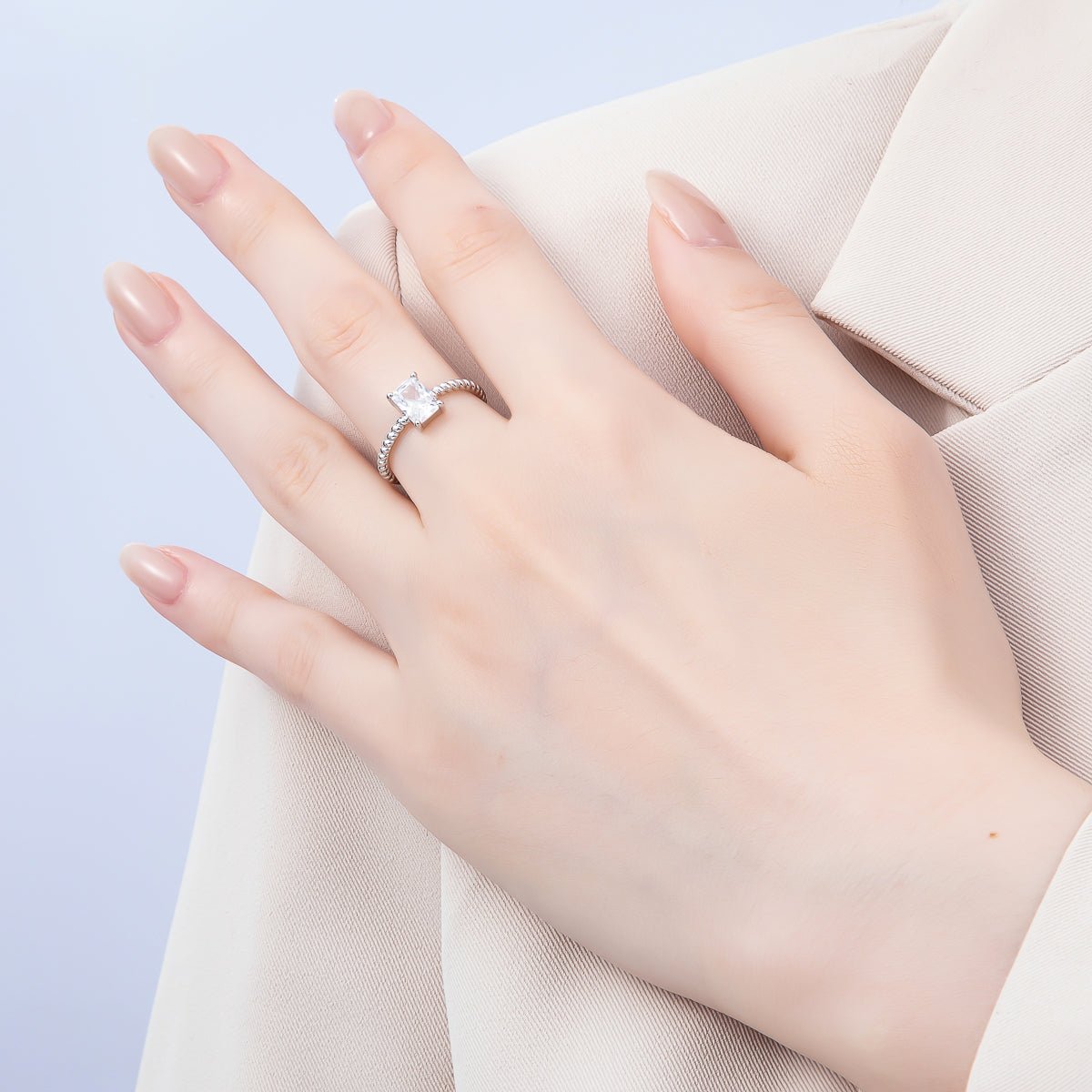 16K Gold Filled Clear Baguette CZ Croissant Adjustable Ring in Gold &amp; Silver | Rings-00143 Rings-00144
