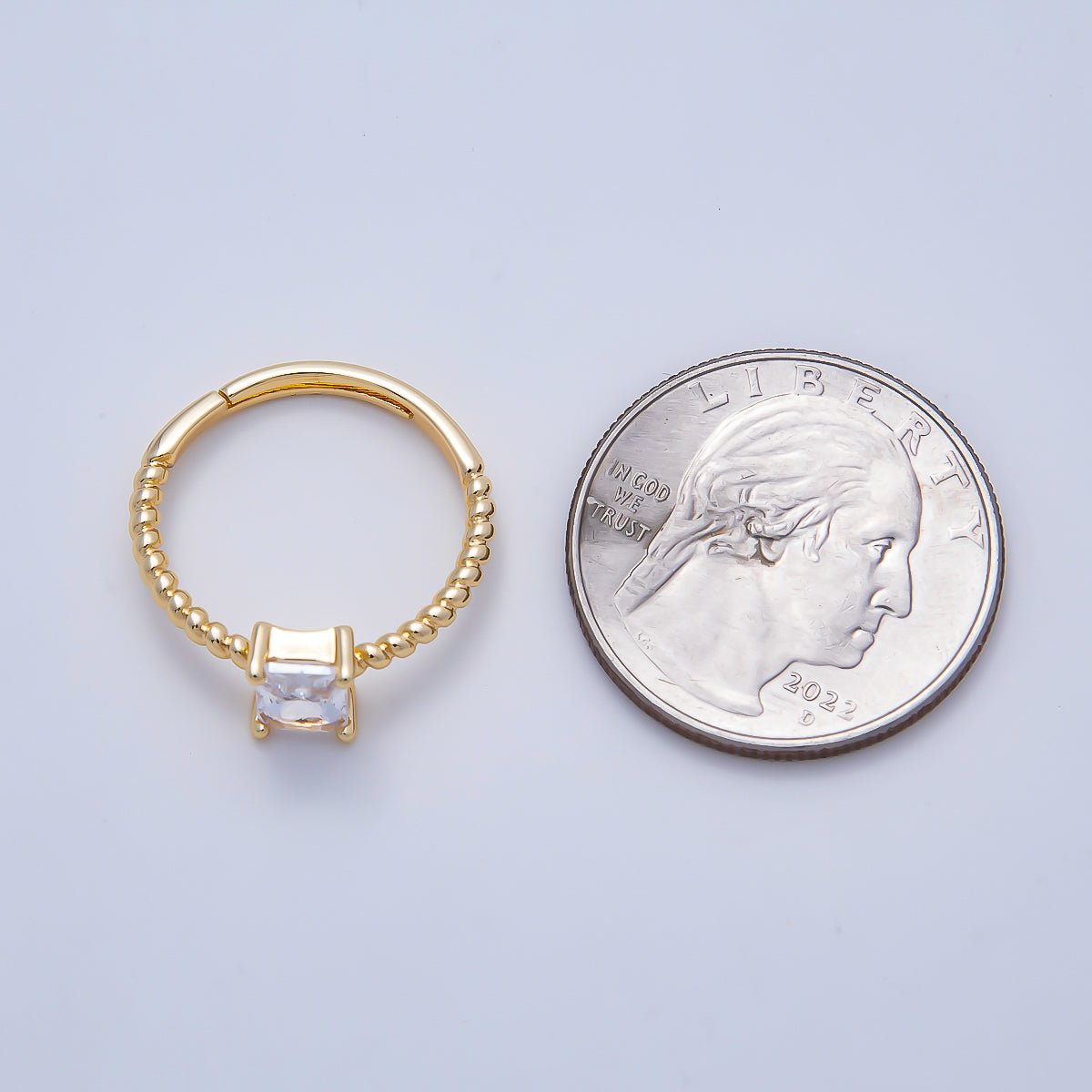 16K Gold Filled Clear Baguette CZ Croissant Adjustable Ring in Gold &amp; Silver | Rings-00143 Rings-00144