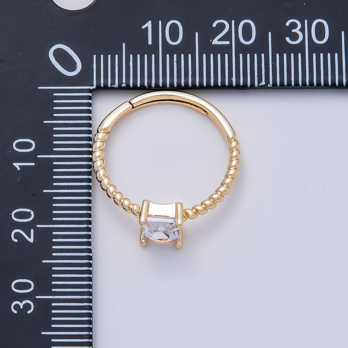 16K Gold Filled Clear Baguette CZ Croissant Adjustable Ring in Gold &amp; Silver | Rings-00143 Rings-00144