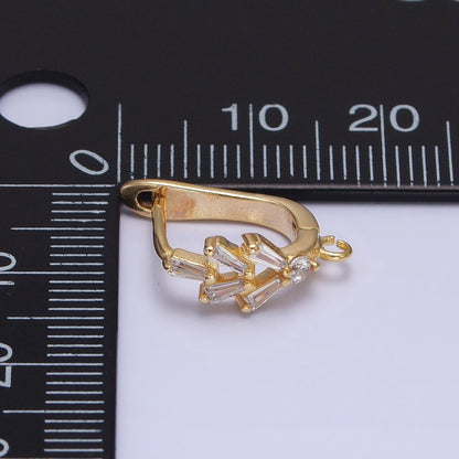 16K Gold Filled Clear Baguette CZ Open Loop English Lock Earrings in Gold &amp; Silver | Z-237 Z-238