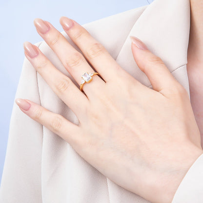 16K Gold Filled Clear Baguette Teardrop CZ Solitaire Adjustable Ring in Gold &amp; Silver | Rings-00155 Rings-00156