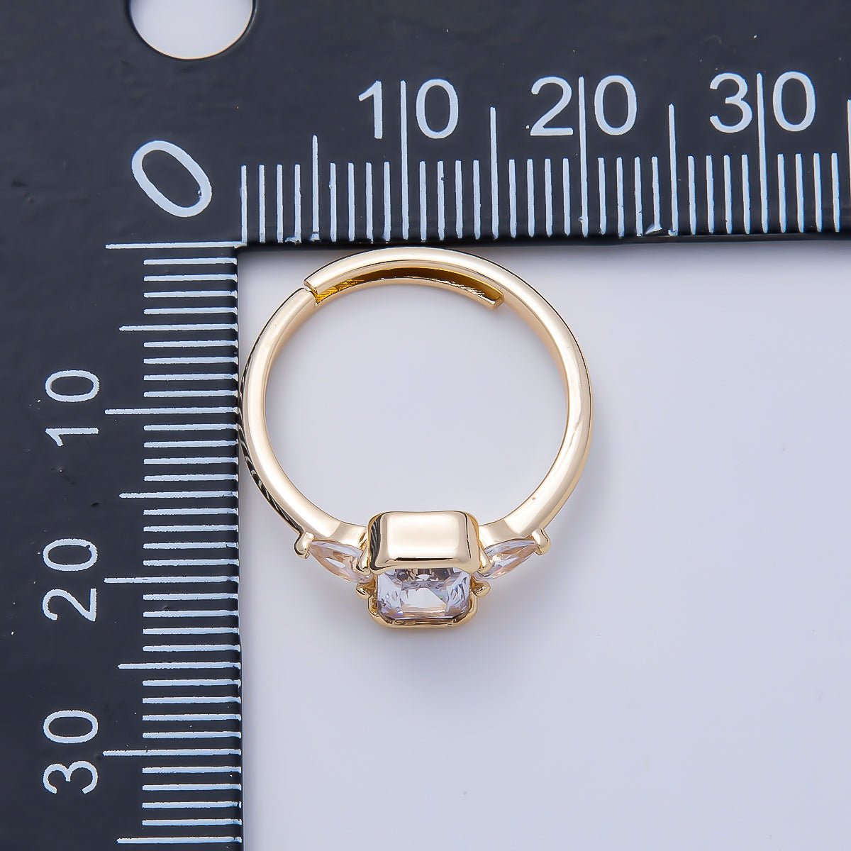 16K Gold Filled Clear Baguette Teardrop CZ Solitaire Adjustable Ring in Gold &amp; Silver | Rings-00155 Rings-00156
