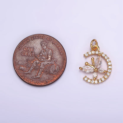 16K Gold Filled Clear Butterfly CZ Micro Paved Circular Open Charm | AG103