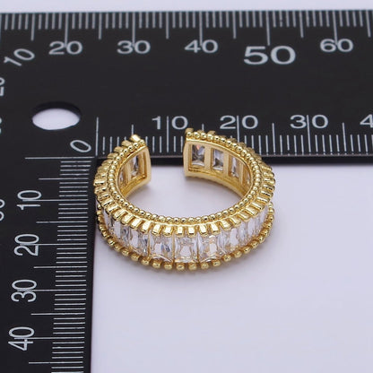 16K Gold Filled Clear CZ Baguette Lined Band Ring | O-008
