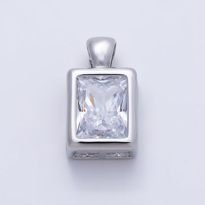 16K Gold Filled Clear CZ Baguette Round Hexagon Bezel Pendant in Gold &amp; Silver | Charms-01081 ~ Charms-01096