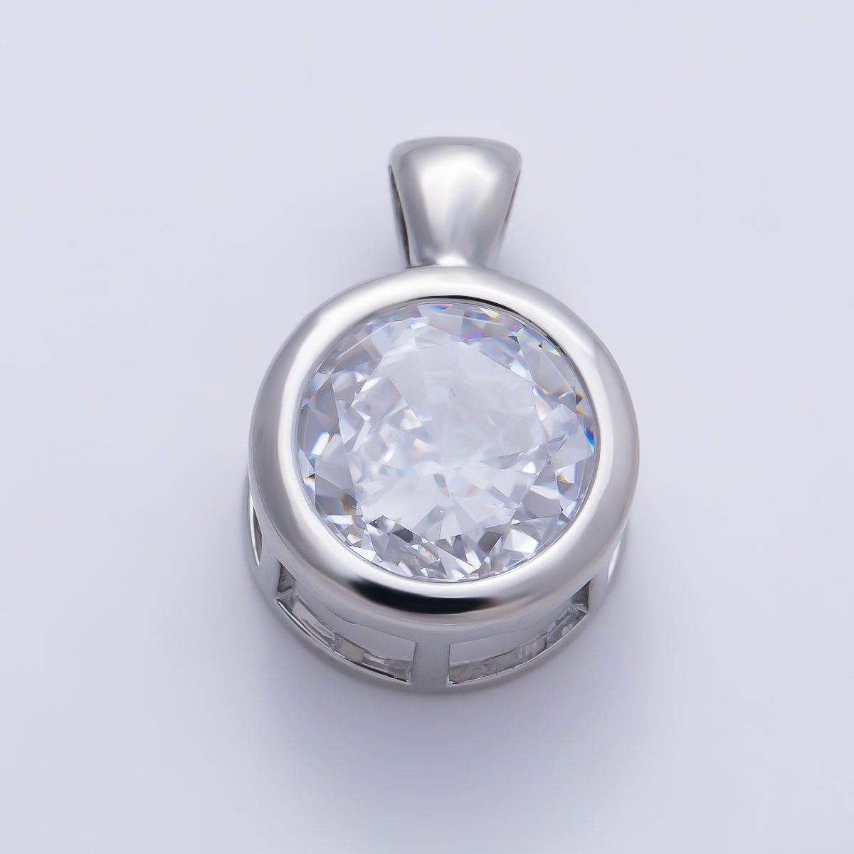 16K Gold Filled Clear CZ Baguette Round Hexagon Bezel Pendant in Gold &amp; Silver | Charms-01081 ~ Charms-01096