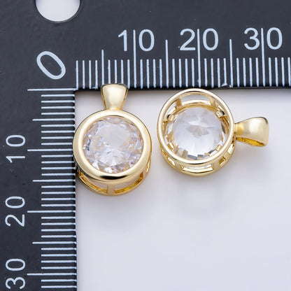 16K Gold Filled Clear CZ Baguette Round Hexagon Bezel Pendant in Gold &amp; Silver | Charms-01081 ~ Charms-01096