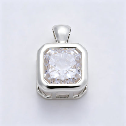 16K Gold Filled Clear CZ Baguette Round Hexagon Bezel Pendant in Gold &amp; Silver | Charms-01081 ~ Charms-01096
