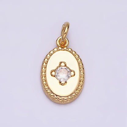 16K Gold Filled Clear CZ Braided 14mm Oval Minimalist Charm | AC1271