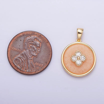 16K Gold Filled Clear CZ Clover Quatrefoil Peach Orange Cat&